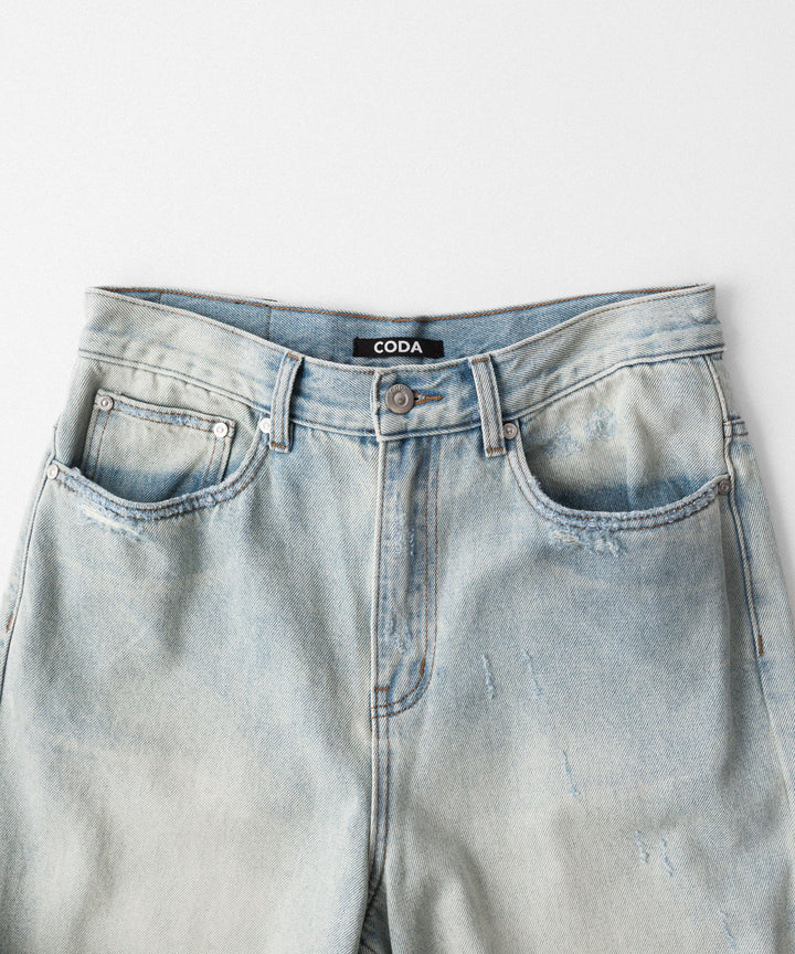 CODA -コーダのLIGHT INDIGO WASHED DISTRESSED BREAK CUT WIDE STRAIGHT JEANSのLIGHT INDIGO WASHED公式通販サイトsession福岡セレクトショップ