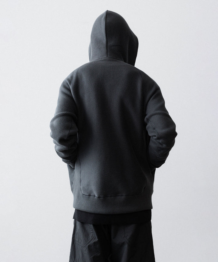 【OPPOSE DUALITY】ZIP UP RIB HOODIE - BLACK