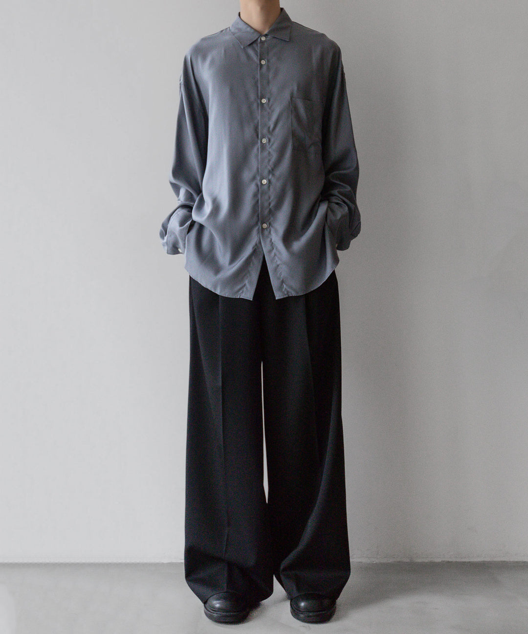 【stein】OVERSIZED CUPRO LS SHIRT - BLUE GREY シュタイン 23ss sessionセッション 福岡セレクトショップ 公式通販サイト