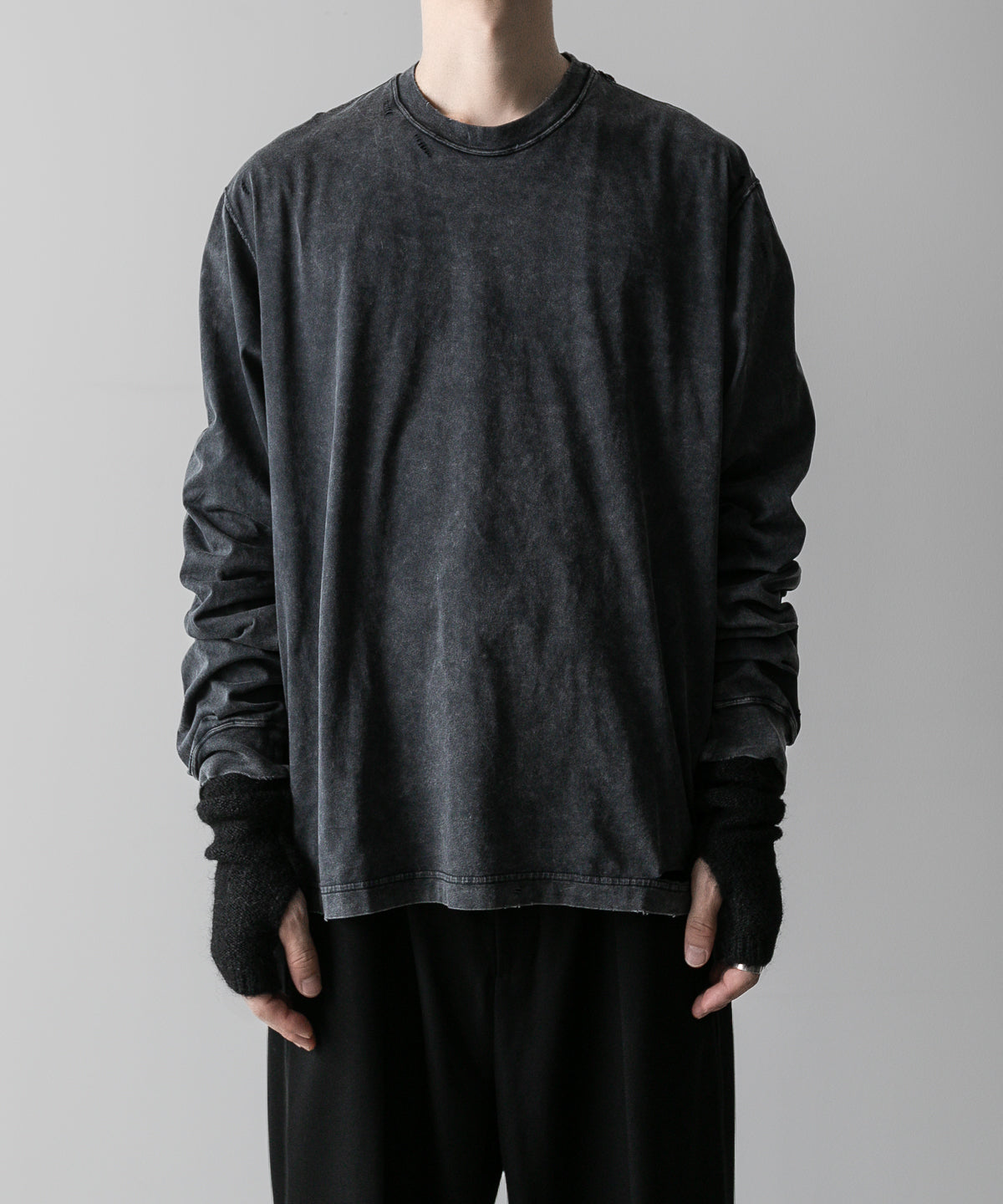 VEIN ヴェインのSUEDED CO JERSEY DISTRESSED VESSEL L/S TEE - X.BLACKの公式通販サイトsession福岡セレクトショップ