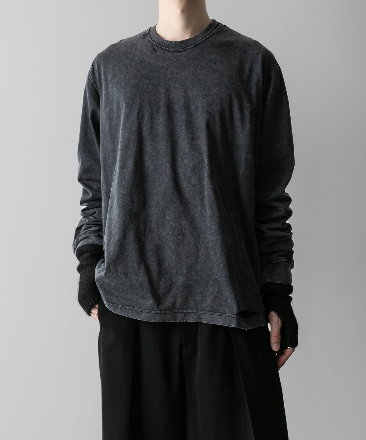 VEIN ヴェインのSUEDED CO JERSEY DISTRESSED VESSEL L/S TEE - X.BLACKの公式通販サイトsession福岡セレクトショップ