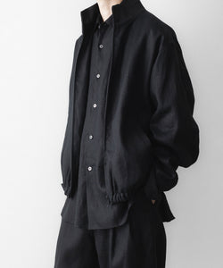 ssstein / シュタイン】LIGHT LINEN SHIRRED LIGHT ZIP JACKET - BLACK
