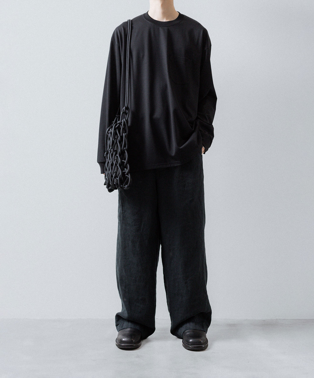 ssstein(シュタイン)のHEAVY LINEN HERRINGBONE WIDE EASY TROUSERS - BLACKの公式通販サイトsession福岡セレクトショップ