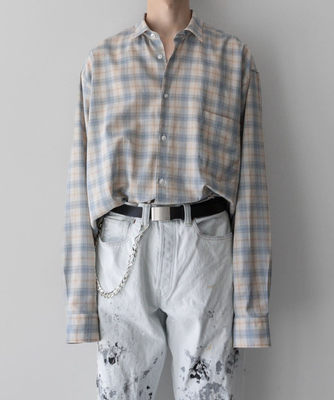 【INTÉRIM】インテリムのSUPIMA WOOL CHECK REGULAR COLLAR SHIRTS - BLUE 公式通販サイトsession福岡セレクトショップ