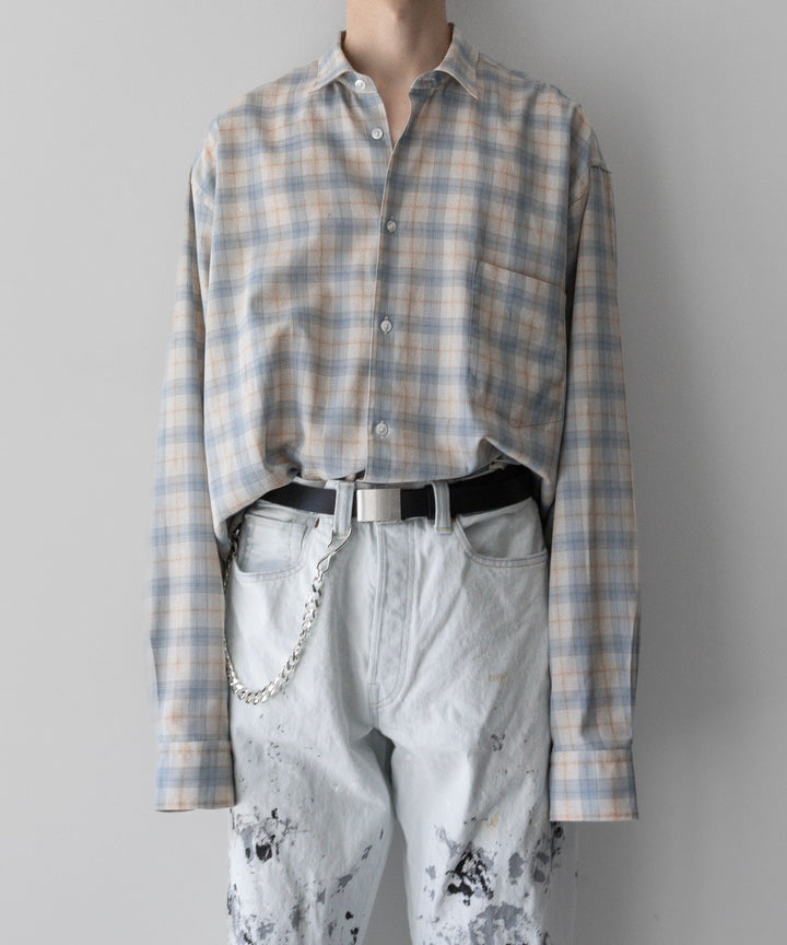 【INTÉRIM】インテリムのSUPIMA WOOL CHECK REGULAR COLLAR SHIRTS - BLUE 公式通販サイトsession福岡セレクトショップ