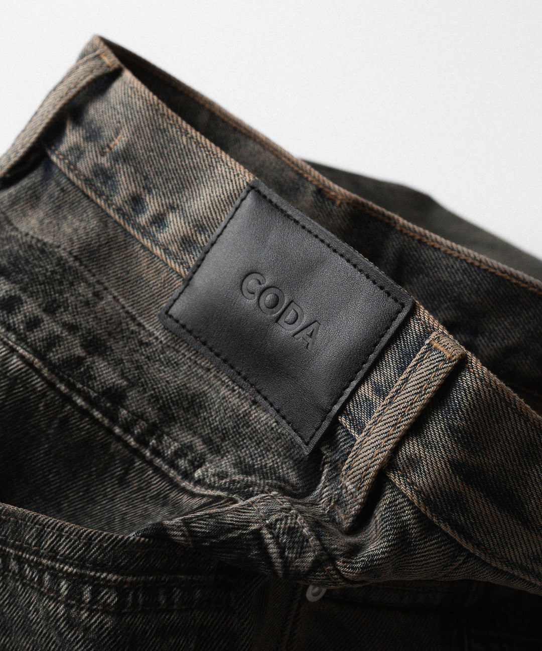 【CODA】GREY ACID WASHED DUAL EXPOSURE BREAK CUT FLARED JEANS - GREY ACID WASHED