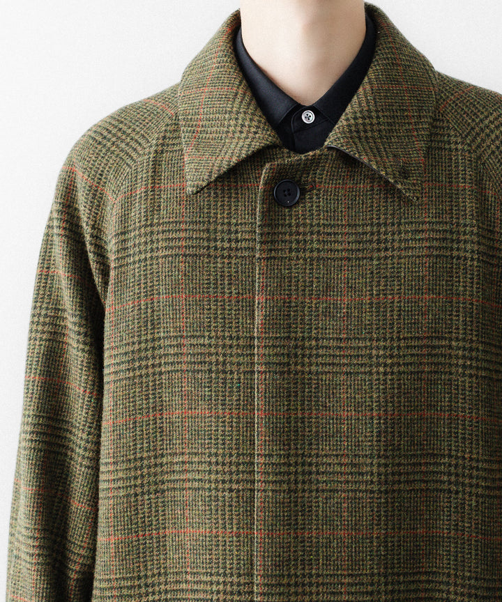 【ssstein】BRITISH TWEED RAGLAN SLEEVE BALMACAAN COAT - TWEED CHECK