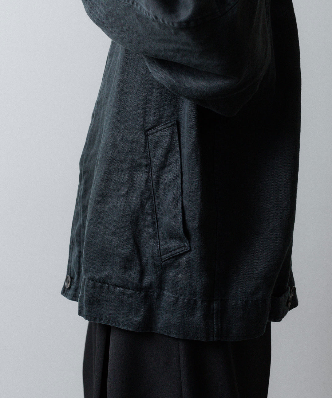 ssstein(シュタイン)のHEAVY LINEN HERRINGBONE ZIP JACKET - BLACKの公式通販サイトsession福岡セレクトショップ