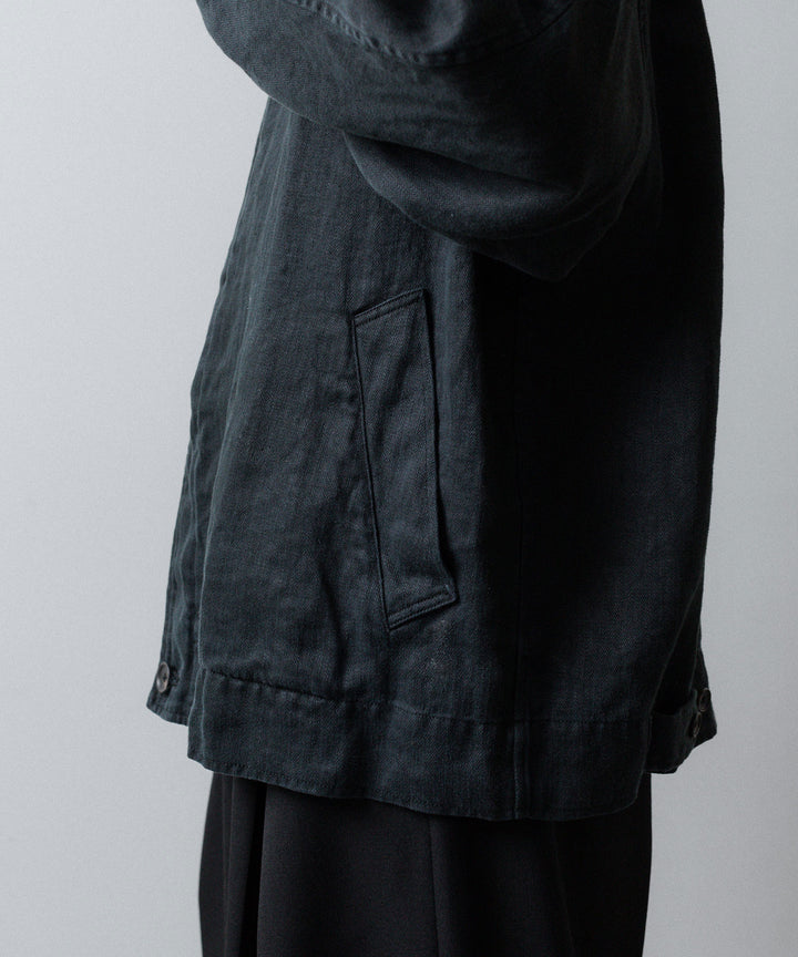 ssstein(シュタイン)のHEAVY LINEN HERRINGBONE ZIP JACKET - BLACKの公式通販サイトsession福岡セレクトショップ