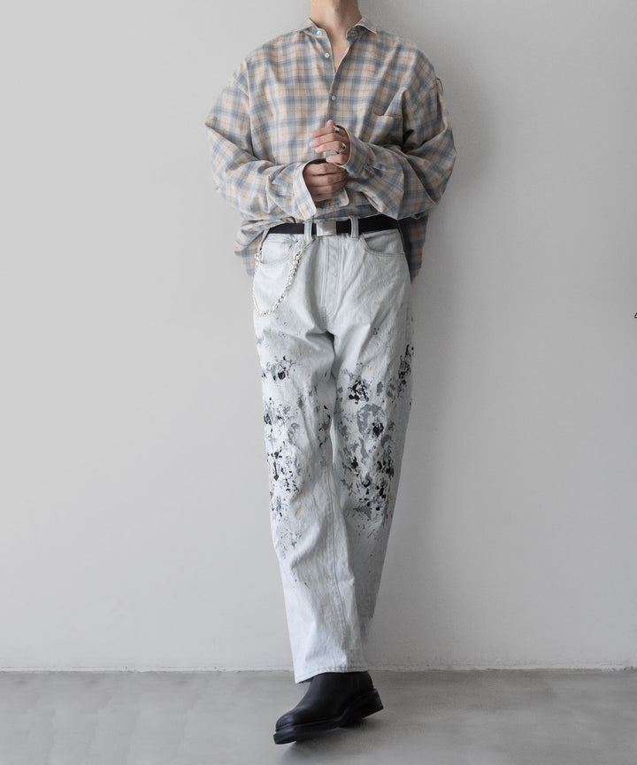 【INTÉRIM】インテリムのSUPIMA WOOL CHECK REGULAR COLLAR SHIRTS - BLUE 公式通販サイトsession福岡セレクトショップ