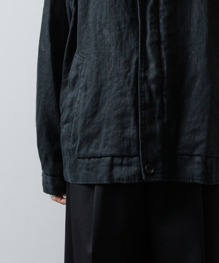 ssstein(シュタイン)のHEAVY LINEN HERRINGBONE ZIP JACKET - BLACKの公式通販サイトsession福岡セレクトショップ