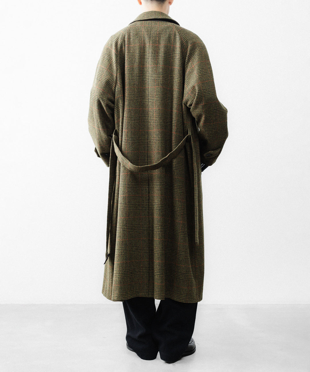 【ssstein】BRITISH TWEED RAGLAN SLEEVE BALMACAAN COAT - TWEED CHECK