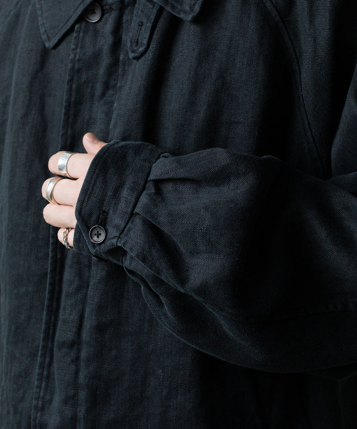 ssstein(シュタイン)のHEAVY LINEN HERRINGBONE ZIP JACKET - BLACKの公式通販サイトsession福岡セレクトショップ