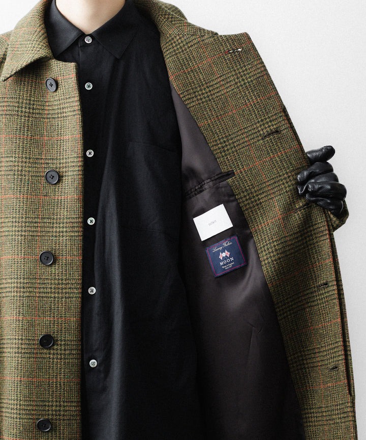 【ssstein】BRITISH TWEED RAGLAN SLEEVE BALMACAAN COAT - TWEED CHECK