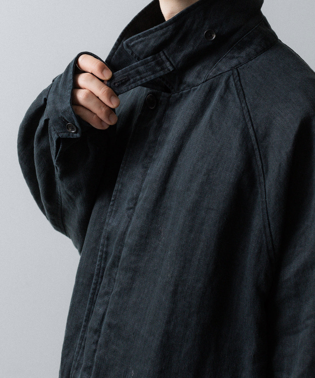 ssstein(シュタイン)のHEAVY LINEN HERRINGBONE ZIP JACKET - BLACKの公式通販サイトsession福岡セレクトショップ