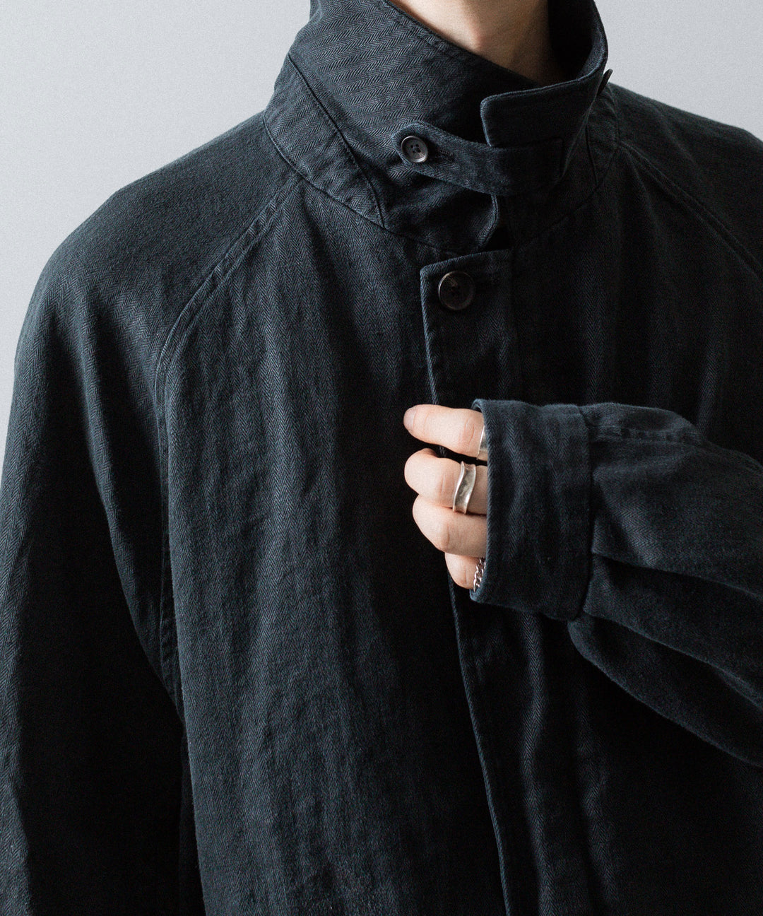 ssstein(シュタイン)のHEAVY LINEN HERRINGBONE ZIP JACKET - BLACKの公式通販サイトsession福岡セレクトショップ