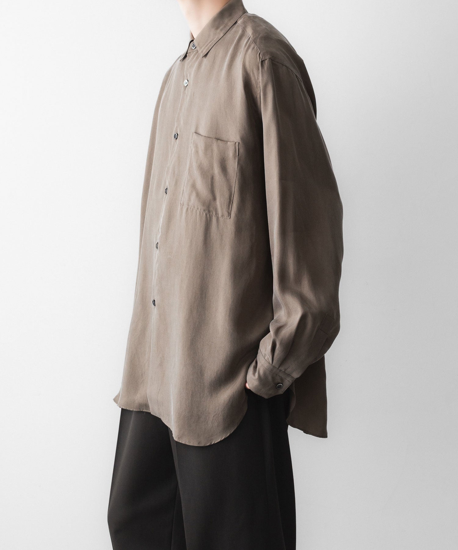 ssstein / シュタイン】CUPRO FIBRIL OVERSIZED LS SHIRT - KHAKI