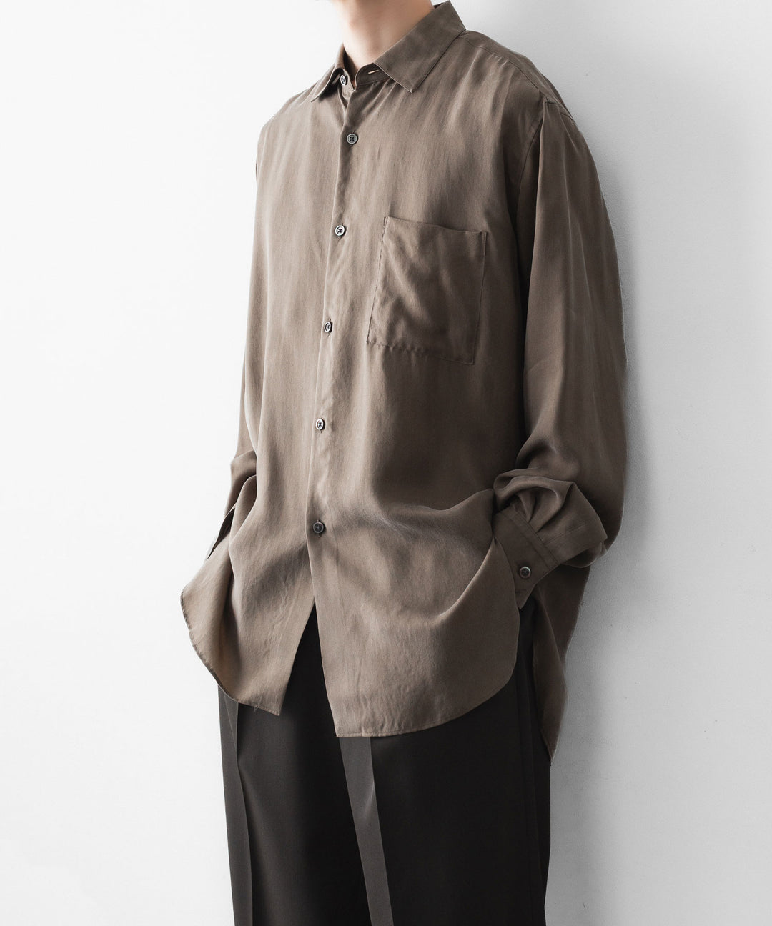 ssstein(シュタイン)のCUPRO FIBRIL OVERSIZED LS SHIRT - KHAKIの公式通販サイトsession福岡セレクトショップ