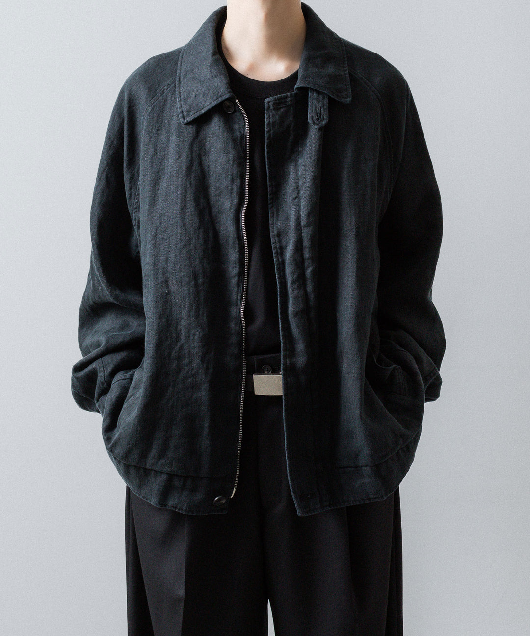 ssstein(シュタイン)のHEAVY LINEN HERRINGBONE ZIP JACKET - BLACKの公式通販サイトsession福岡セレクトショップ