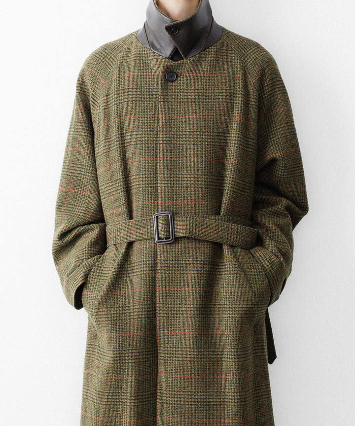 【ssstein】BRITISH TWEED RAGLAN SLEEVE BALMACAAN COAT - TWEED CHECK