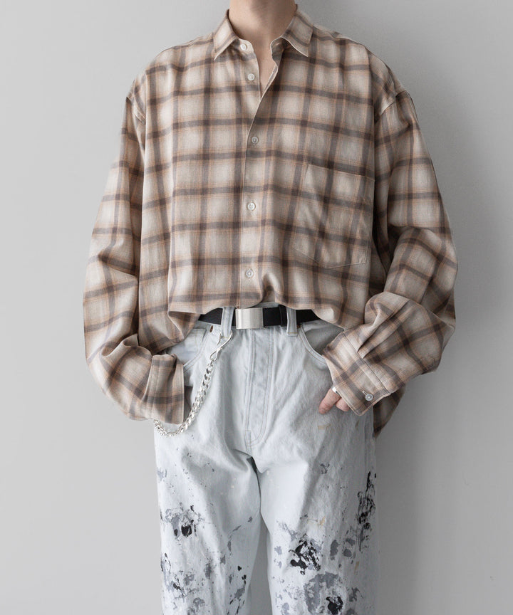 【INTÉRIM】インテリムのSUPIMA WOOL CHECK REGULAR COLLAR SHIRT - BROWN公式通販サイトsession福岡セレクトショップ