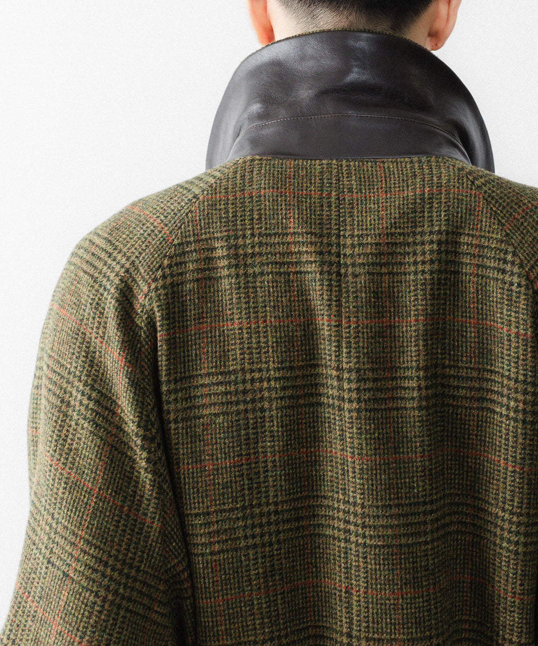 【ssstein】BRITISH TWEED RAGLAN SLEEVE BALMACAAN COAT - TWEED CHECK