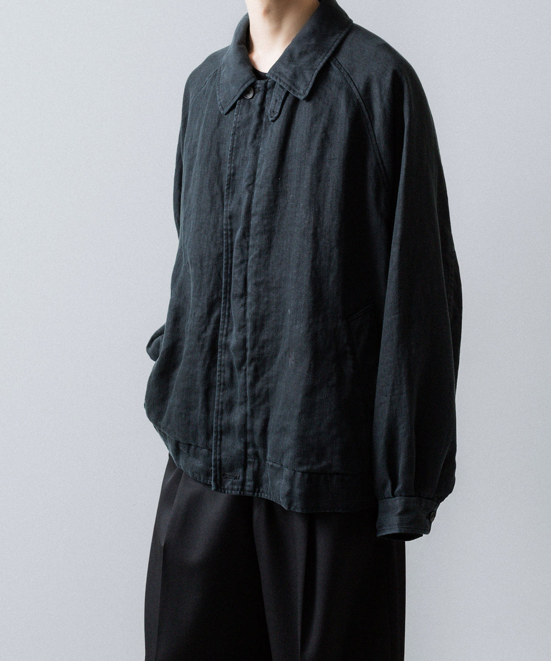 ssstein(シュタイン)のHEAVY LINEN HERRINGBONE ZIP JACKET - BLACKの公式通販サイトsession福岡セレクトショップ