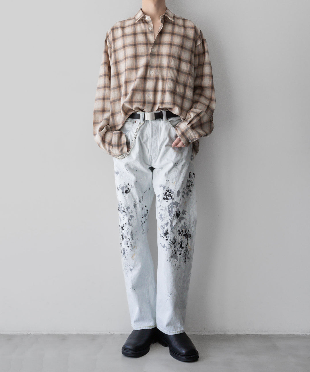 【INTÉRIM】インテリムのSUPIMA WOOL CHECK REGULAR COLLAR SHIRT - BROWN公式通販サイトsession福岡セレクトショップ