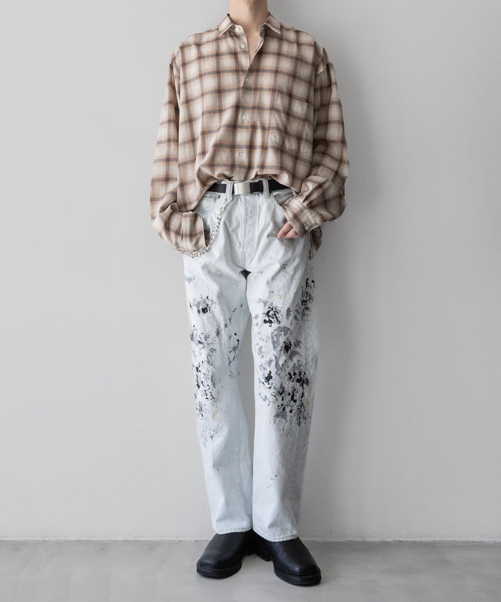 【INTÉRIM】インテリムのSUPIMA WOOL CHECK REGULAR COLLAR SHIRT - BROWN公式通販サイトsession福岡セレクトショップ