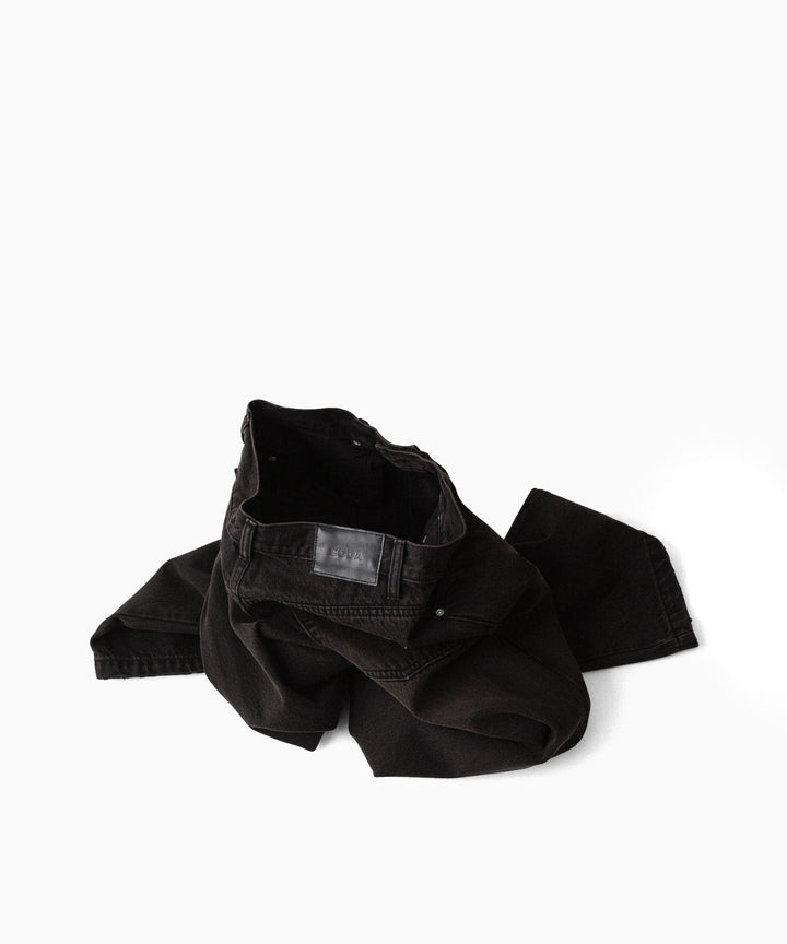 【CODA】BLACK WASHED LAYERED HYBRID BREAK CUT JEANS - BLACK WASHED