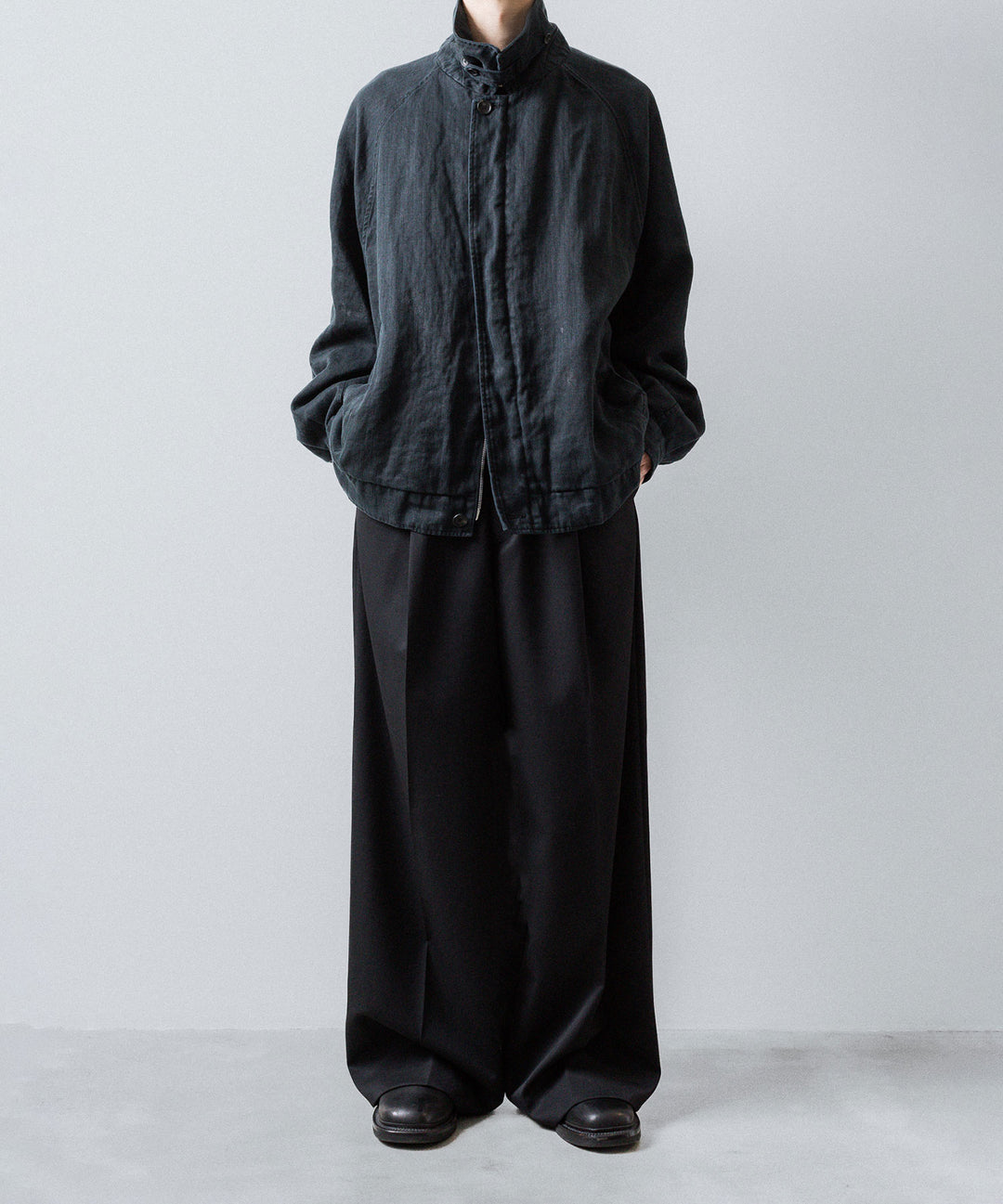 ssstein(シュタイン)のHEAVY LINEN HERRINGBONE ZIP JACKET - BLACKの公式通販サイトsession福岡セレクトショップ