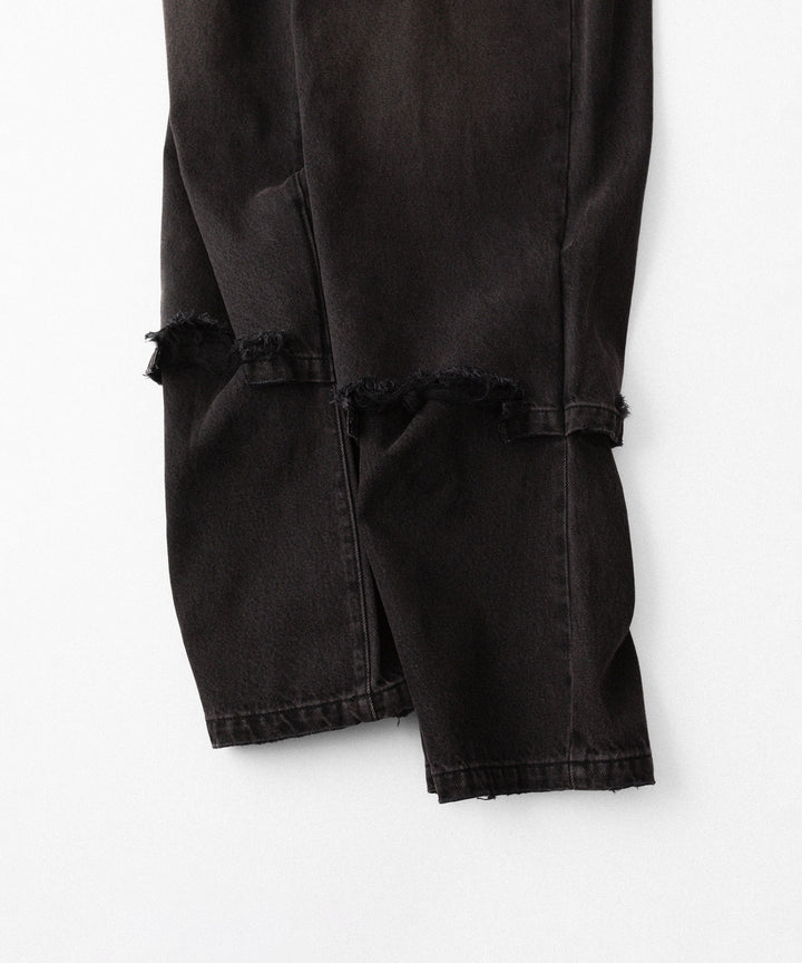 【CODA】BLACK WASHED LAYERED HYBRID BREAK CUT JEANS - BLACK WASHED