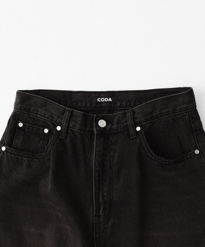 【CODA】BLACK WASHED LAYERED HYBRID BREAK CUT JEANS - BLACK WASHED