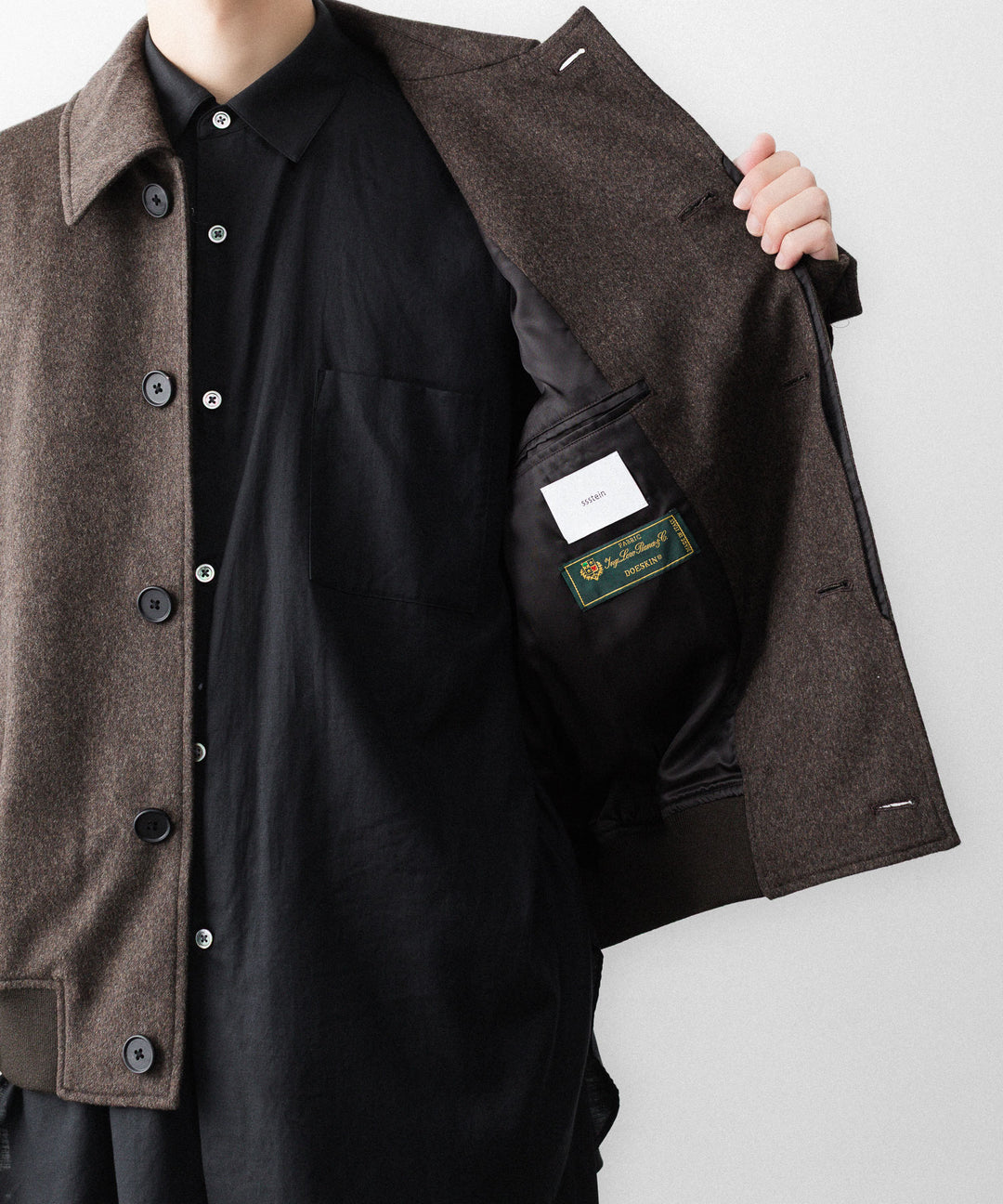 ssstein(シュタイン)のWOOL DOESKIN BUTTON FLY SHORT JACKET - GREY BROWNの公式通販サイトsession福岡セレクトショップ