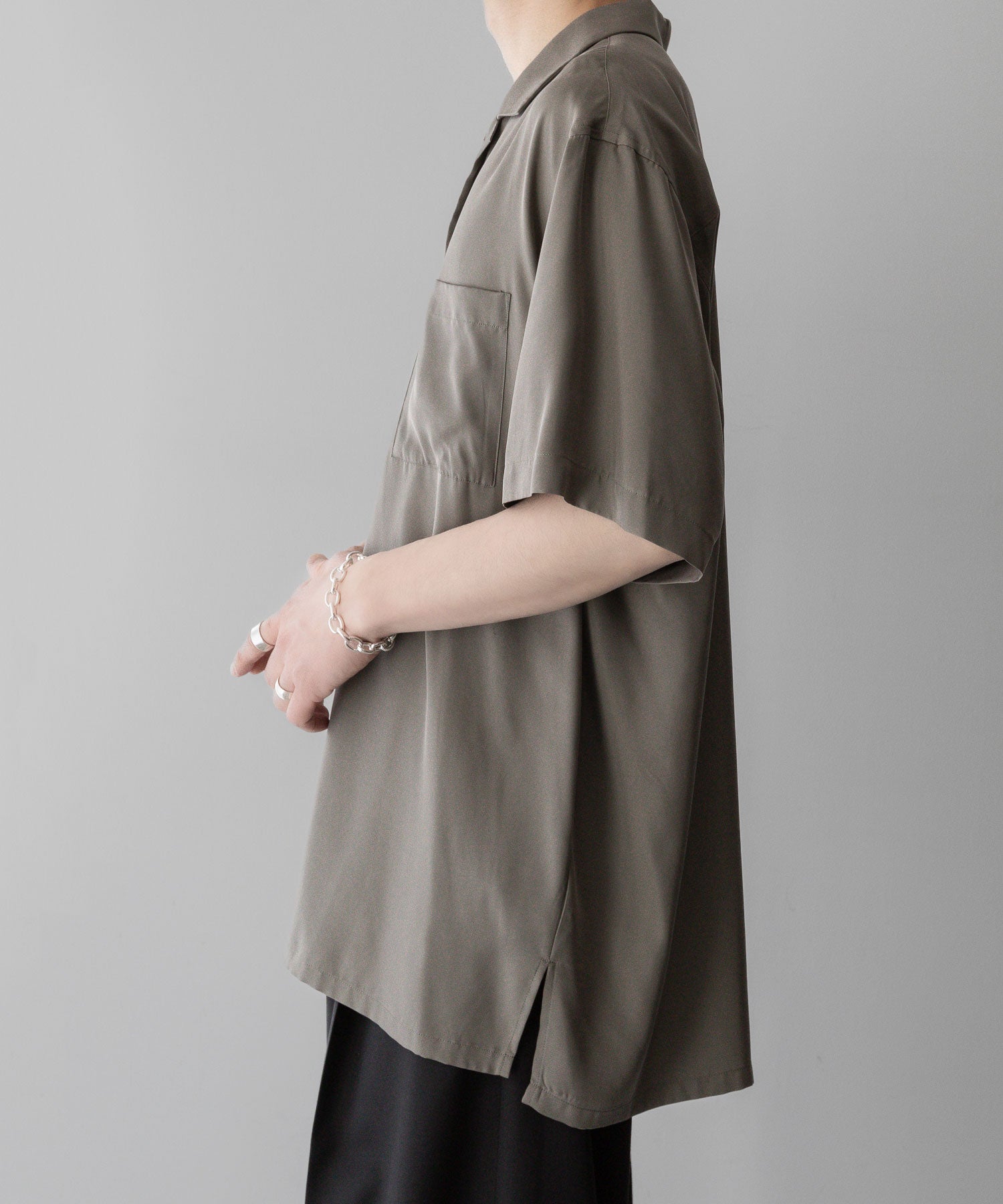 【stein】sssteinシュタインのOVERSIZED CUPRO OPEN COLLAR SS SHIRT - G.KHAKI公式通販サイトsession福岡セレクトショップ