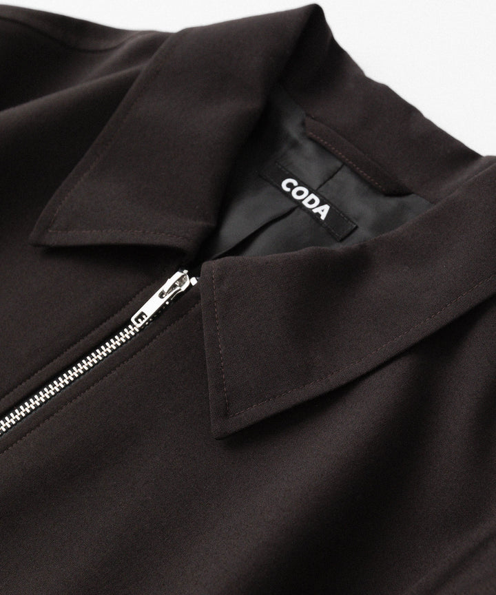 【CODA】BROWN WOOL TILT ZIP JACKET - BROWN