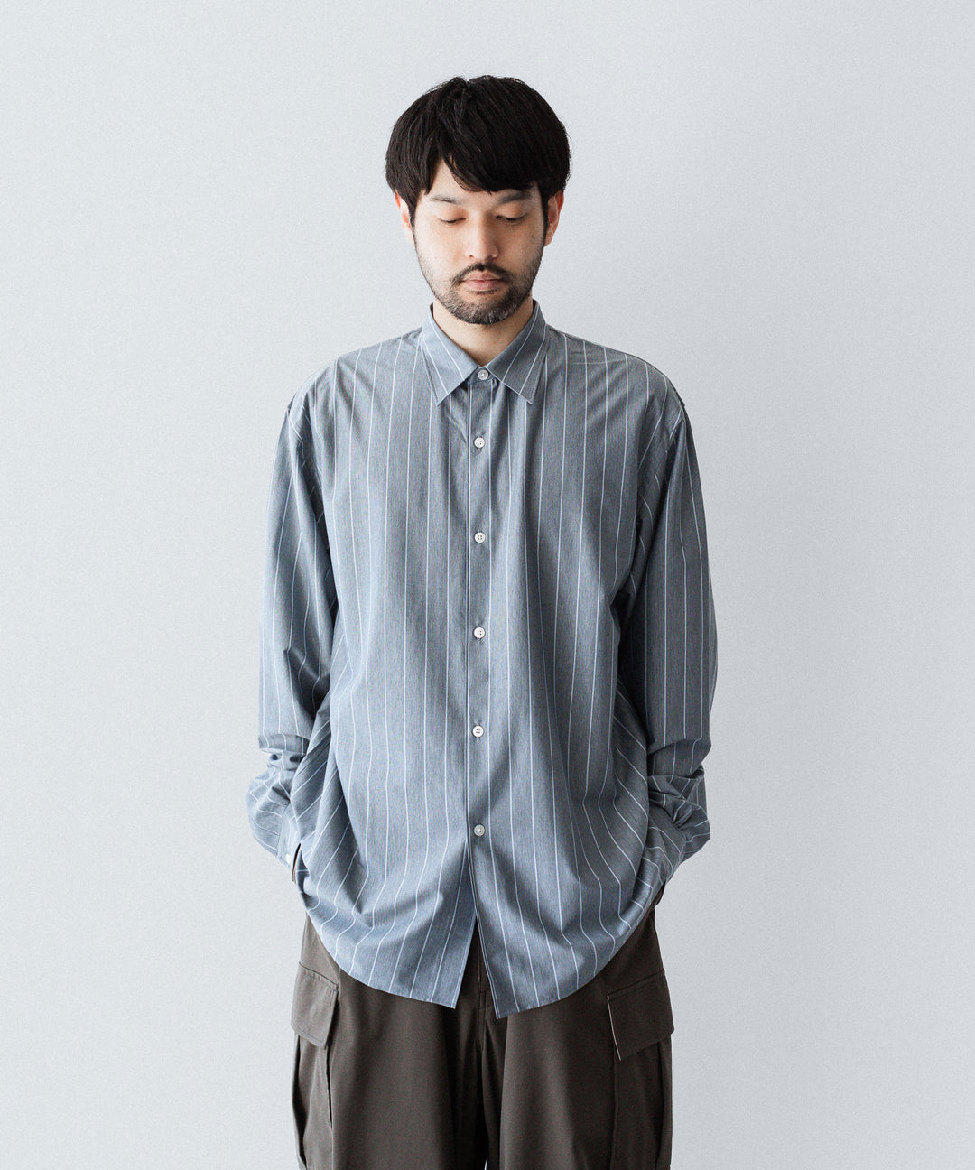 KANEMASA PHIL.-カネマサフィル46G MODEST STRIPE SHIRTのBLUE公式通販サイトsession福岡セレクトショップ