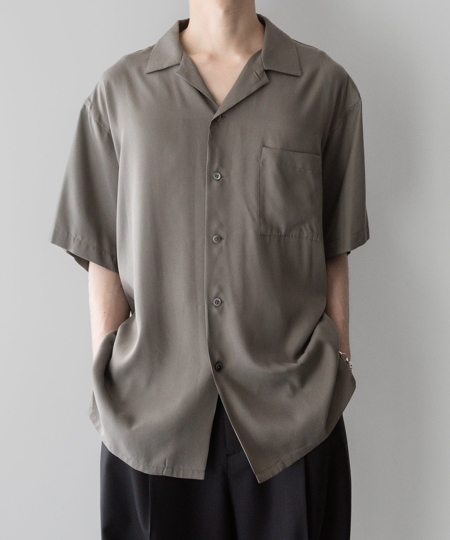 【stein】sssteinシュタインのOVERSIZED CUPRO OPEN COLLAR SS SHIRT - G.KHAKI公式通販サイトsession福岡セレクトショップ