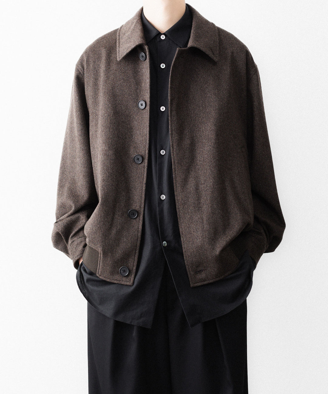 ssstein(シュタイン)のWOOL DOESKIN BUTTON FLY SHORT JACKET - GREY BROWNの公式通販サイトsession福岡セレクトショップ