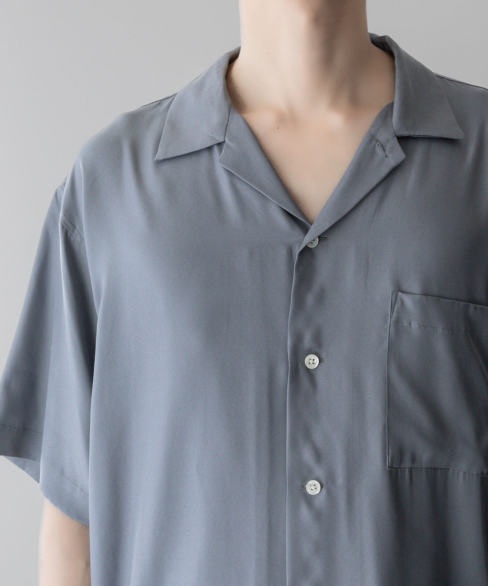 ssstein stein(シュタイン)のOVERSIZED CUPRO OPEN COLLAR SS SHIRTのBLUE GREY公式通販サイトsession福岡セレクトショップ