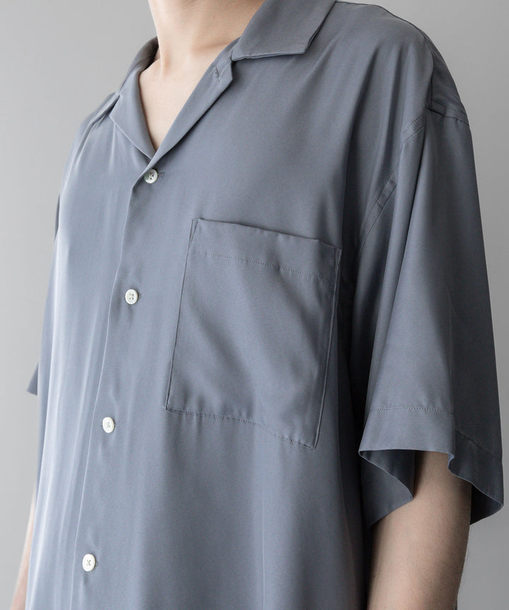 ssstein stein(シュタイン)のOVERSIZED CUPRO OPEN COLLAR SS SHIRTのBLUE GREY公式通販サイトsession福岡セレクトショップ