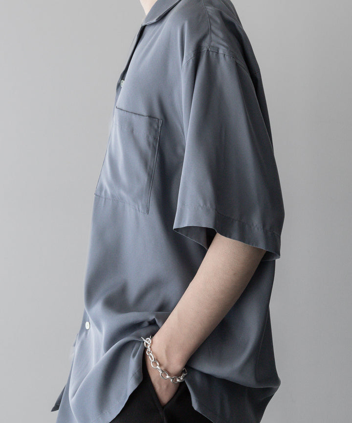 ssstein stein(シュタイン)のOVERSIZED CUPRO OPEN COLLAR SS SHIRTのBLUE GREY公式通販サイトsession福岡セレクトショップ