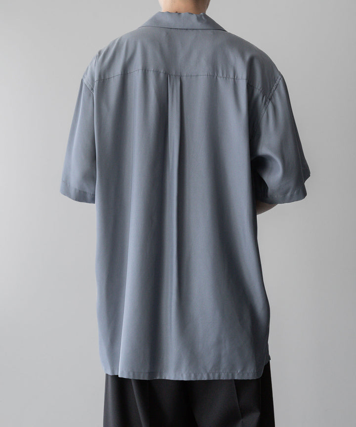 ssstein stein(シュタイン)のOVERSIZED CUPRO OPEN COLLAR SS SHIRTのBLUE GREY公式通販サイトsession福岡セレクトショップ