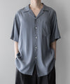 【stein】OVERSIZED CUPRO OPEN COLLAR SS SHIRT - BLUE GREY
