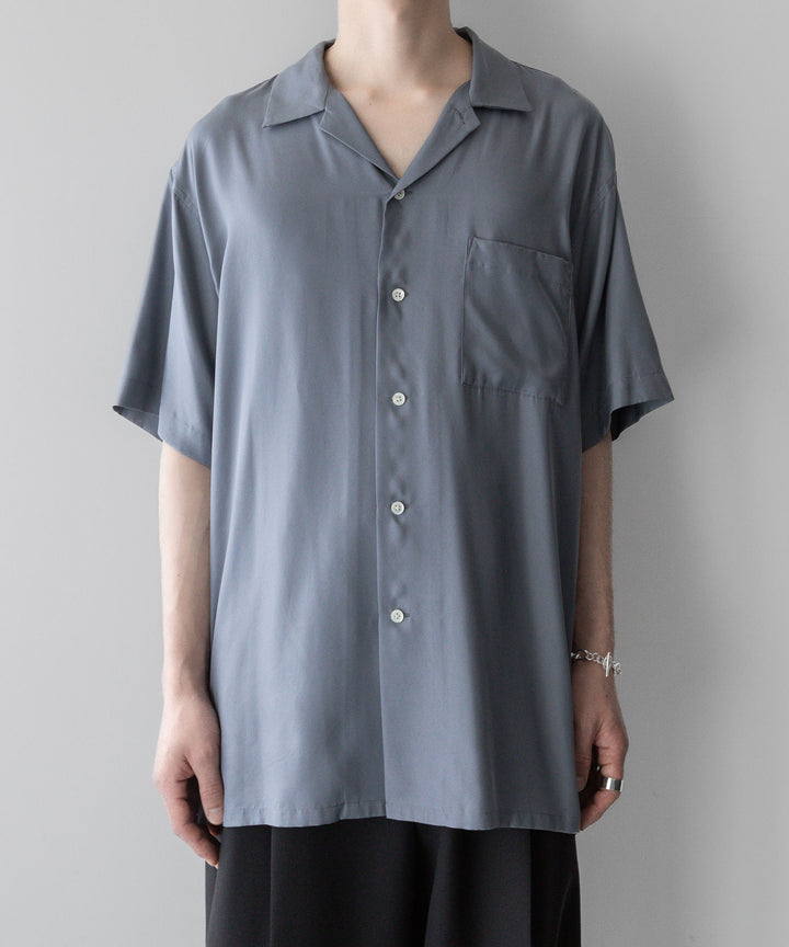 ssstein stein(シュタイン)のOVERSIZED CUPRO OPEN COLLAR SS SHIRTのBLUE GREY公式通販サイトsession福岡セレクトショップ