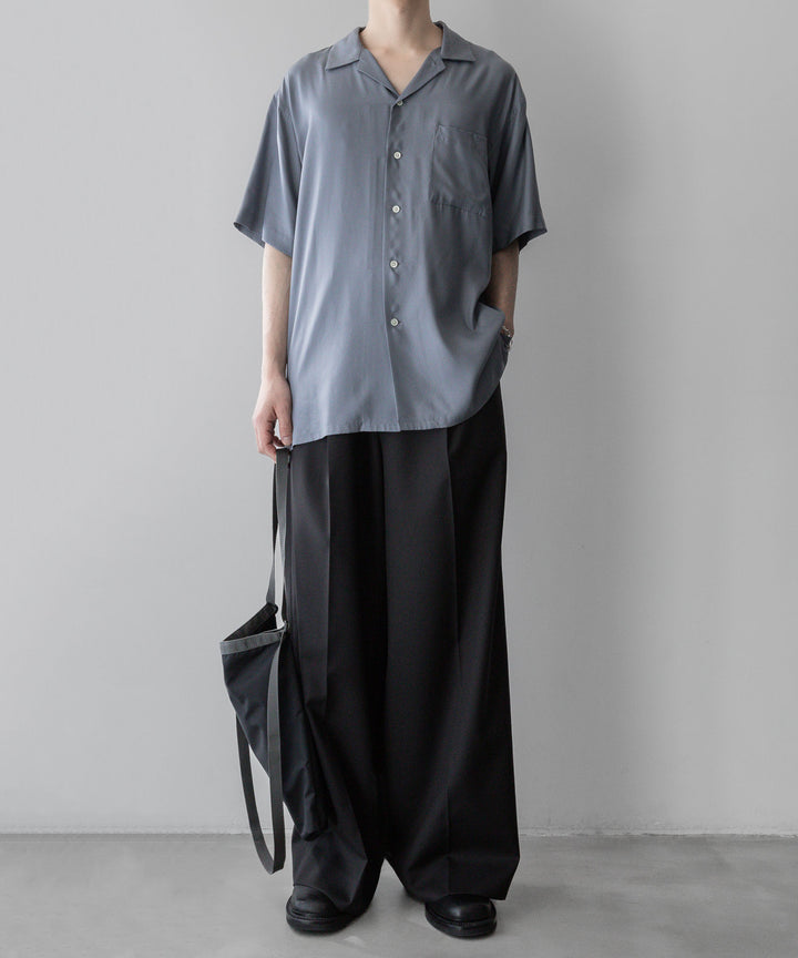 ssstein stein(シュタイン)のOVERSIZED CUPRO OPEN COLLAR SS SHIRTのBLUE GREY公式通販サイトsession福岡セレクトショップ