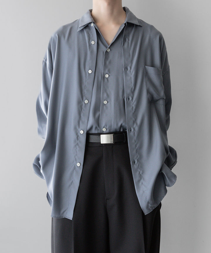 ssstein stein(シュタイン)のOVERSIZED CUPRO OPEN COLLAR SS SHIRTのBLUE GREY公式通販サイトsession福岡セレクトショップ