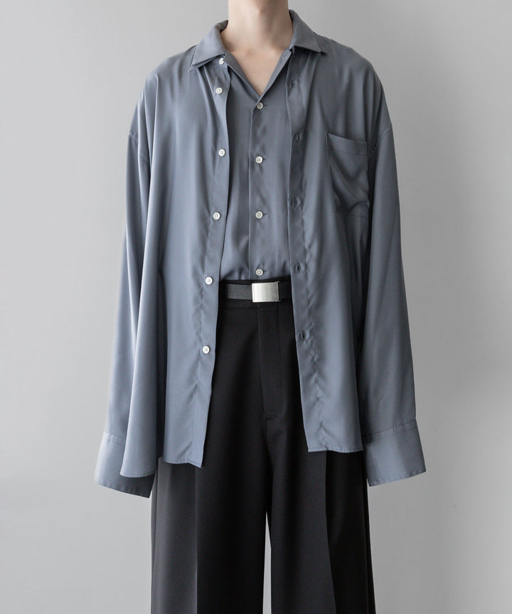ssstein stein(シュタイン)のOVERSIZED CUPRO OPEN COLLAR SS SHIRTのBLUE GREY公式通販サイトsession福岡セレクトショップ