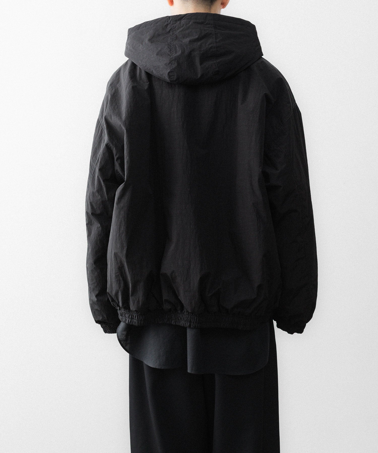 ssstein / シュタイン】WINDPROOF NYLON PADDED HOOD JACKET - BLACK