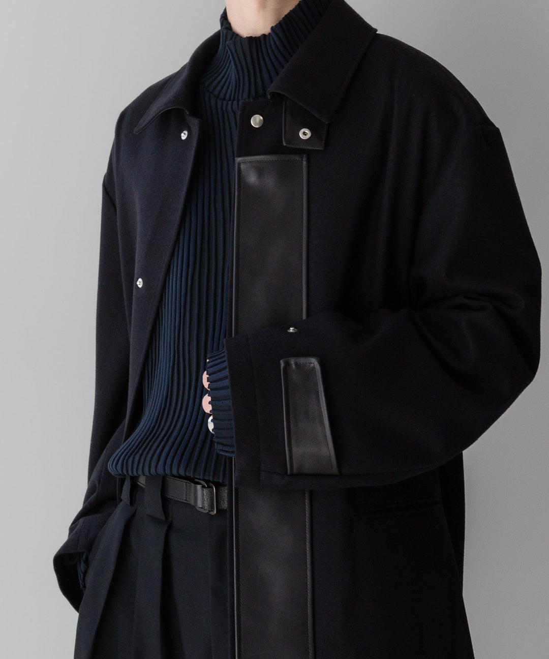 stein(シュタイン)の23AWコレクションOBLIQUE PATTERNED KNIT LSのDARK NAVY 公式通販サイト session福岡セレクトショップ